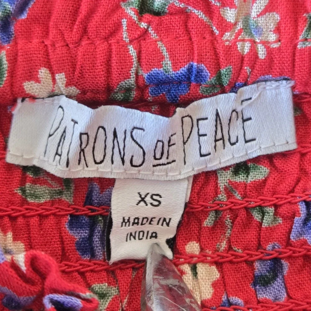 Patrons Of Peace Sz XS Floral Smocked Strapless Wide-Leg Jumpsuit Prairie Travel